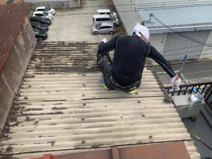 東大阪市　塔屋屋根塗装　屋上防水改修用ドレン設置　ダイタク