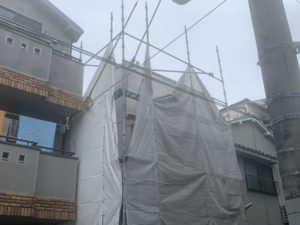 大阪市　外壁補修・塗装　仮設足場設置　ダイタク