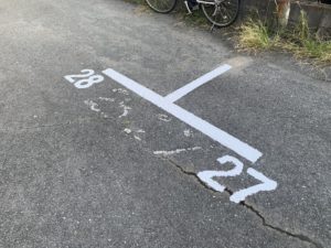東大阪市　駐車場　ライン番号塗装　ダイタク
