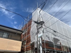 大阪市　マンション大規模改修工事　仮設足場設置　ダイタク