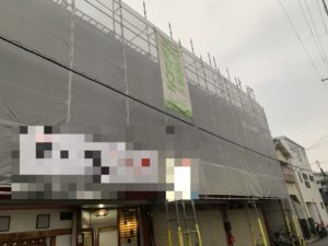 大阪市　マンション大規模改修工事　仮設足場設置　ダイタク