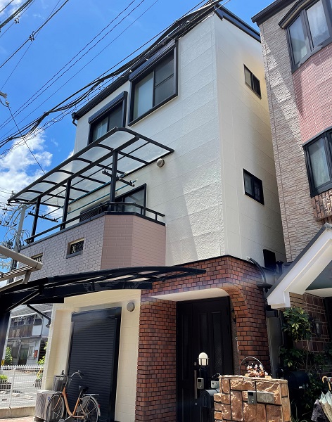 大阪市　外壁塗装　屋根塗装　アステックペイント　超低汚染リファイン　モカ　ホワイトリリィ　DAITAKU