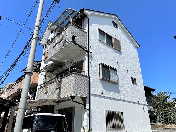 大阪市　外壁塗装　屋根塗装　超低汚染リファイン　パーチグレー　トゥルーホワイト　DAITAKU