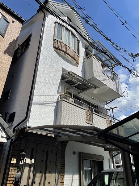 大阪市　外壁塗装　屋根塗装　超低汚染リファイン　パーチグレー　トゥルーホワイト　DAITAKU