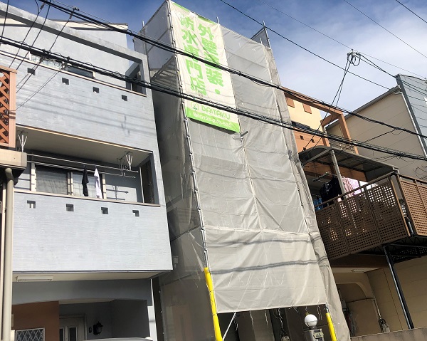 大阪市　外壁塗装　外壁1面塗装　エスケー化研　プレミアムシリコン　DAITAKU